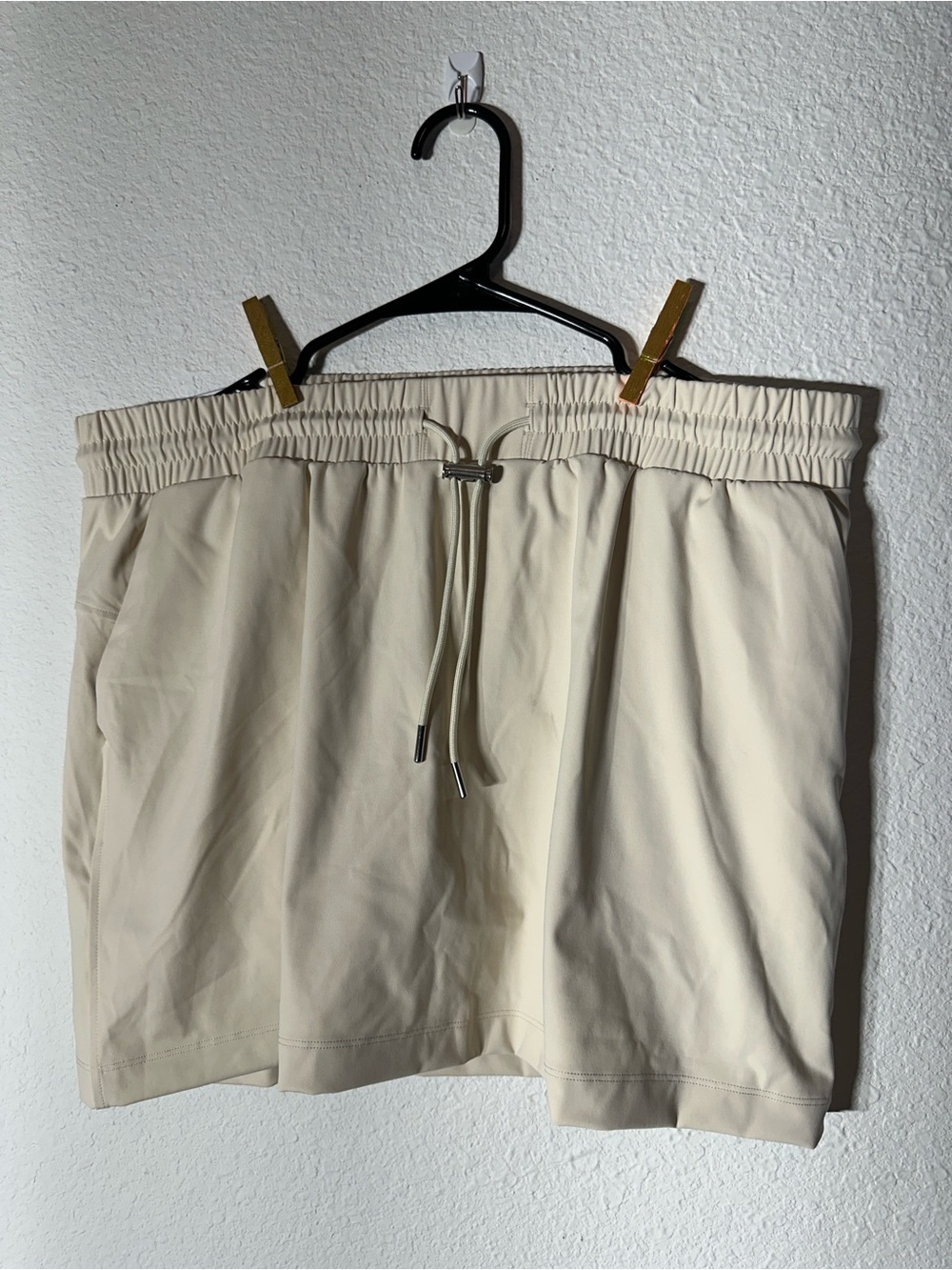 Women's Cream Drawstring Skort with Elastic Waistband